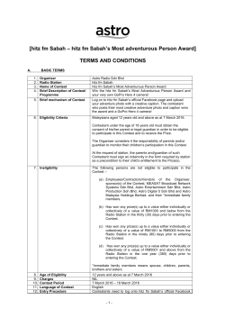 hitz fm Sabah &ndash; hitz fm Sabah`s Most adventurous Person Award