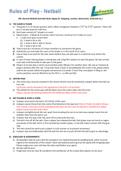NB. General Netball Australia Rules Apply
