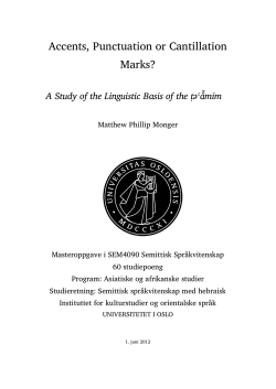 Accents, Punctuation or Cantillation Marks? - DUO