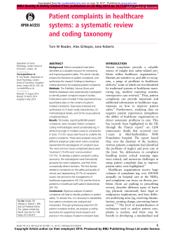 Patient complaints in healthcare systems: a systematic review and