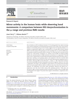 Mirror activity in the human brain while observing hand movements