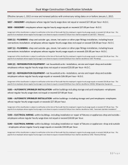 Dual Wage Construction Classification Schedule