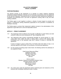 48 COLLECTIVE AGREEMENT CASUAL CLEANERS PURPOSE