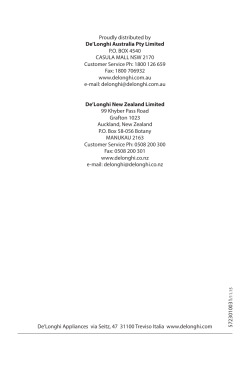 De`Longhi Appliances via Seitz, 47 31100 Treviso Italia