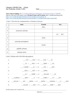 Chemistry 121B HW Ch4a
