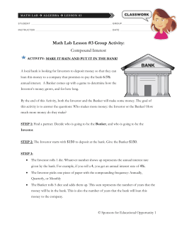 Math Lab Lesson #3 Group Activity: Compound Interest