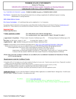 Graduate Certificate Checklist