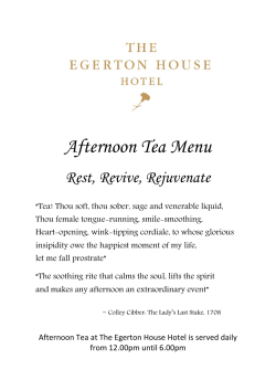 Afternoon Tea Menu - Egerton House Hotel