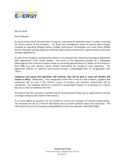 May 19, 2016 - Seventy Seven Energy