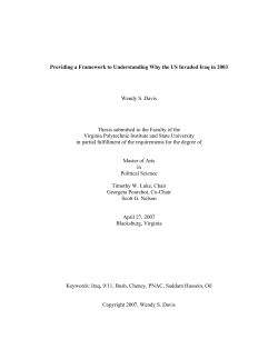 Providing a Framework to Understanding Why the US Invaded Iraq