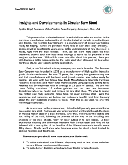 Insights and Developments in Circular Saw Steel