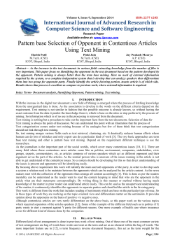 Pattern base Selection of Opponent in Contentious