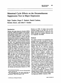 Menstrual Cycle Effects on the Dexamethasone