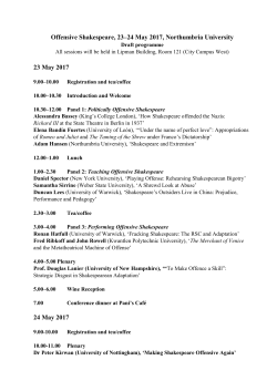 Offensive Shakespeare, 23&ndash;24 May 2017, Northumbria University