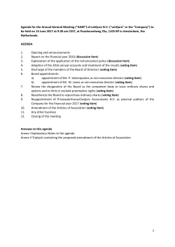 1 Agenda for the Annual General Meeting (“AGM”) of uniQure N.V.