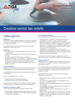 Creative sector tax reliefs