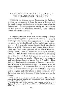 The London background of the Radisson problem.