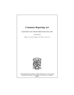 Consumer Reporting Act - The Nova Scotia Legislature