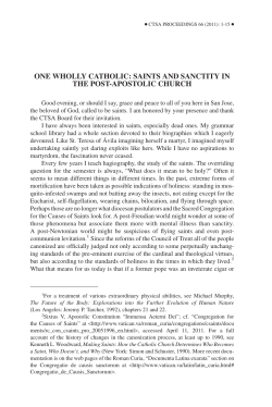 one wholly catholic: saints and sanctity in the post