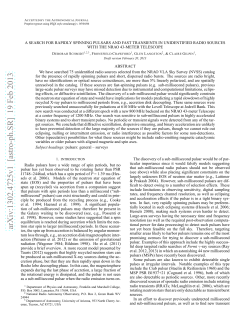 A Search for Rapidly Spinning Pulsars and Fast Transients in