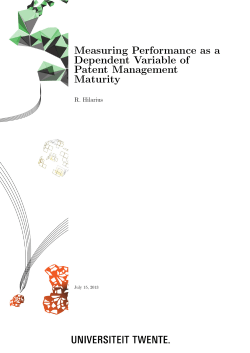 Measuring Performance as a Dependent Variable of Patent
