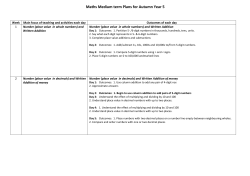 Maths Medium term Plans for Autumn Year 5