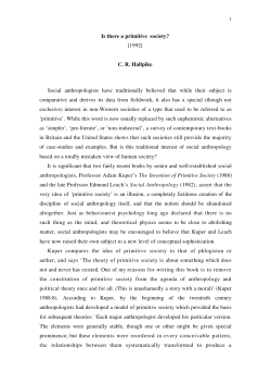 Is there a primitive society?