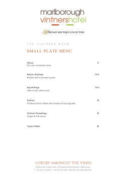 small plate menu - Marlborough Vintners Hotel