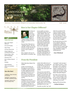 How is Our Chapter Different? From the President