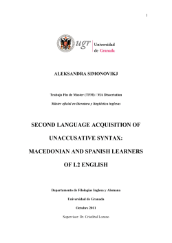 second language acquisition of unaccusative syntax