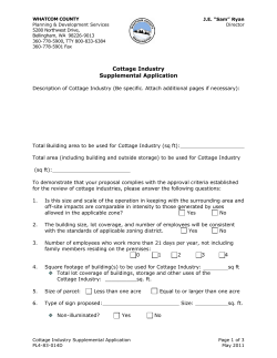 Cottage Industry Supplemental Application