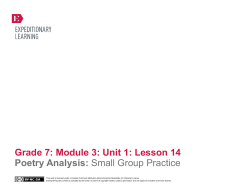 Grade 7: Module 3: Unit 1: Lesson 14 Poetry Analysis: Small Group