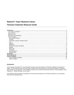 Edward P. Taylor Research Library Thomson Collection Resource