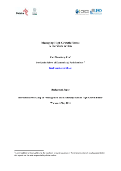 Managing High-Growth Firms: A literature review