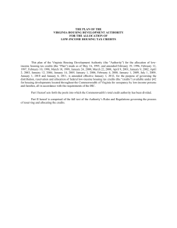 Low-Income Housing Tax Credit Qualified Allocation Plan (QAP)