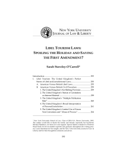 libel tourism laws: spoiling the holiday and saving the first