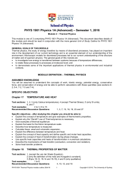 Thermal Physics - The University of Sydney
