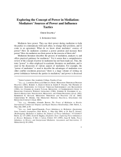 Exploring the Concept of Power in Mediation: Mediators` Sources of