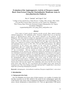 Evaluation of the Angiosuppresive Activity of Tinospora