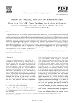 Immune cell functions, lipids and host natural resistance