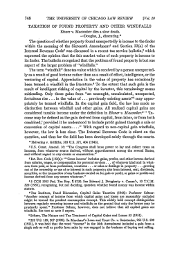 Taxation of Found Property and Other Windfalls