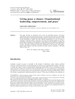 Giving peace a chance: organizational leadership, empowerment