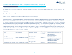 Notification of Medicare Part D Negative Formulary Change(s)