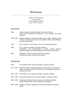 Mita Banerjee - Obama Institute for Transnational American Studies
