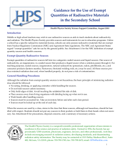 Guidance for the Use of Exempt Quantities of Radioactive Materials