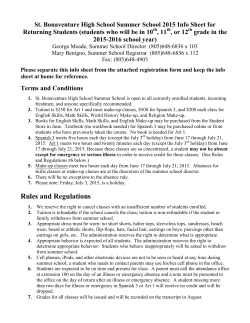 St. Bonaventure High School Summer School 2015 Info