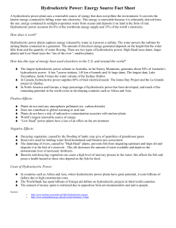 Hydroelectric Power: Energy Source Fact Sheet