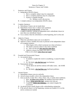 Notes over Sentences and Clauses