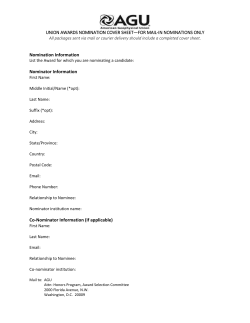 nomination cover sheet - Honors Program