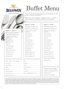 Buffet Menu - The Globe Inn, Aberdeen